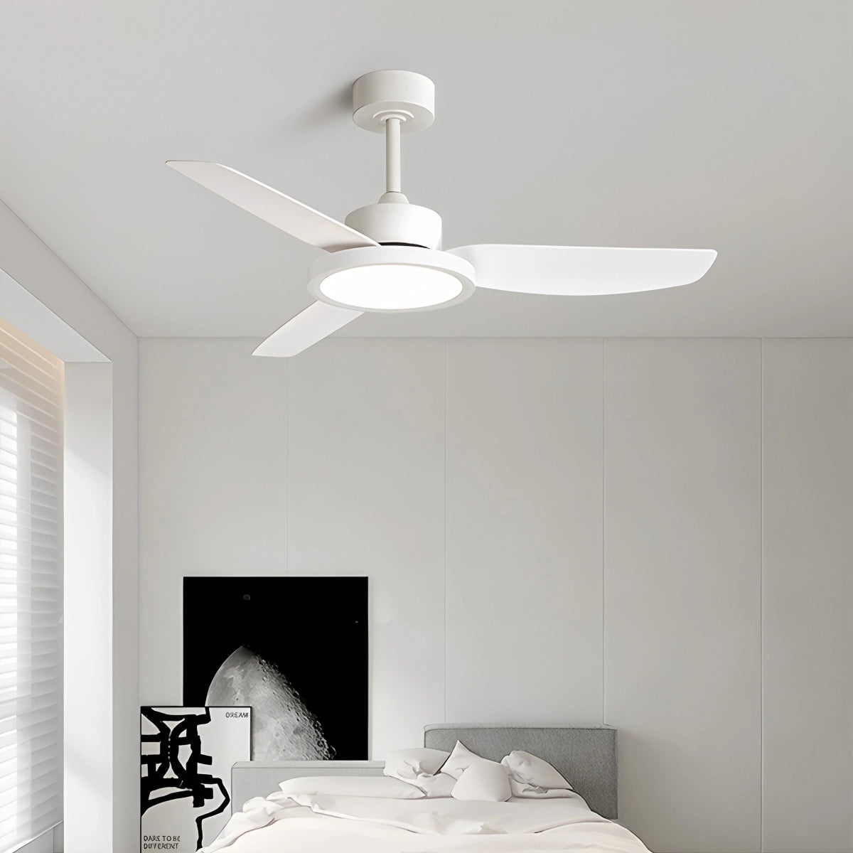 Antizer Modern White Ceiling Fans with Lights and Remote