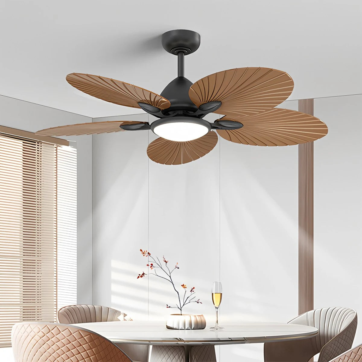 Antizer 5-Blade Palm Leaf Ceiling Fan with Light