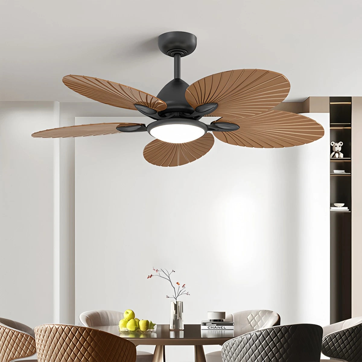 Antizer 5-Blade Palm Leaf Ceiling Fan with Light