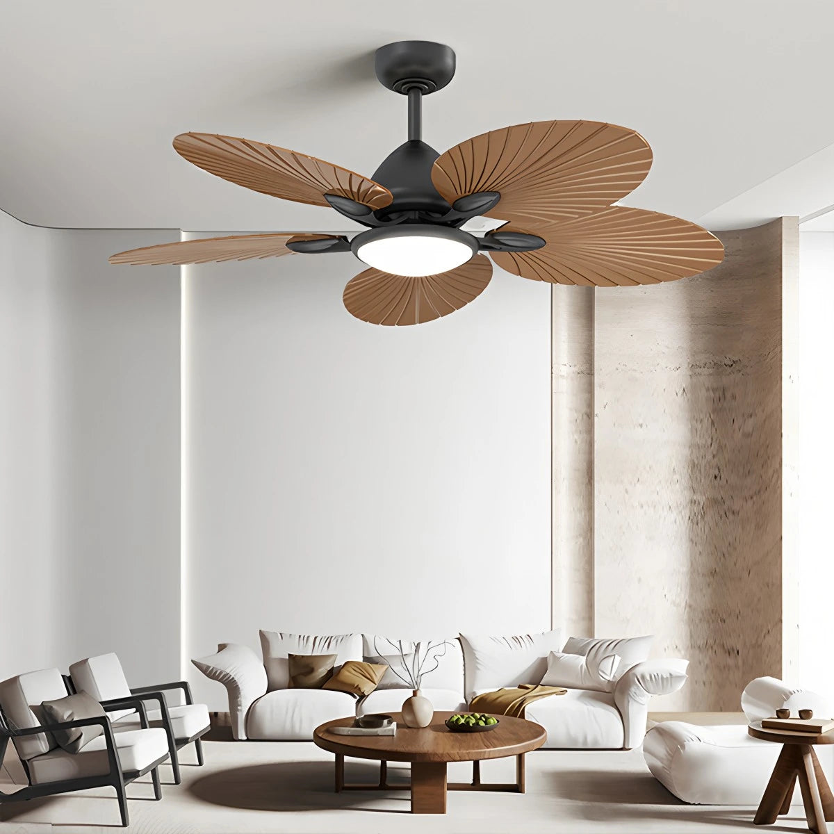 Antizer 5-Blade Palm Leaf Ceiling Fan with Light