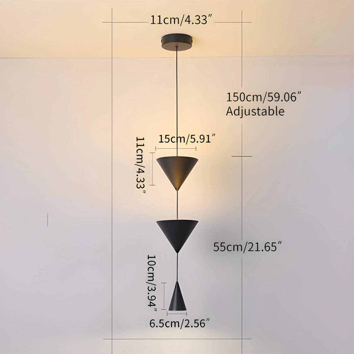 Antizer Modern Geometric Cone LED Pendant Light