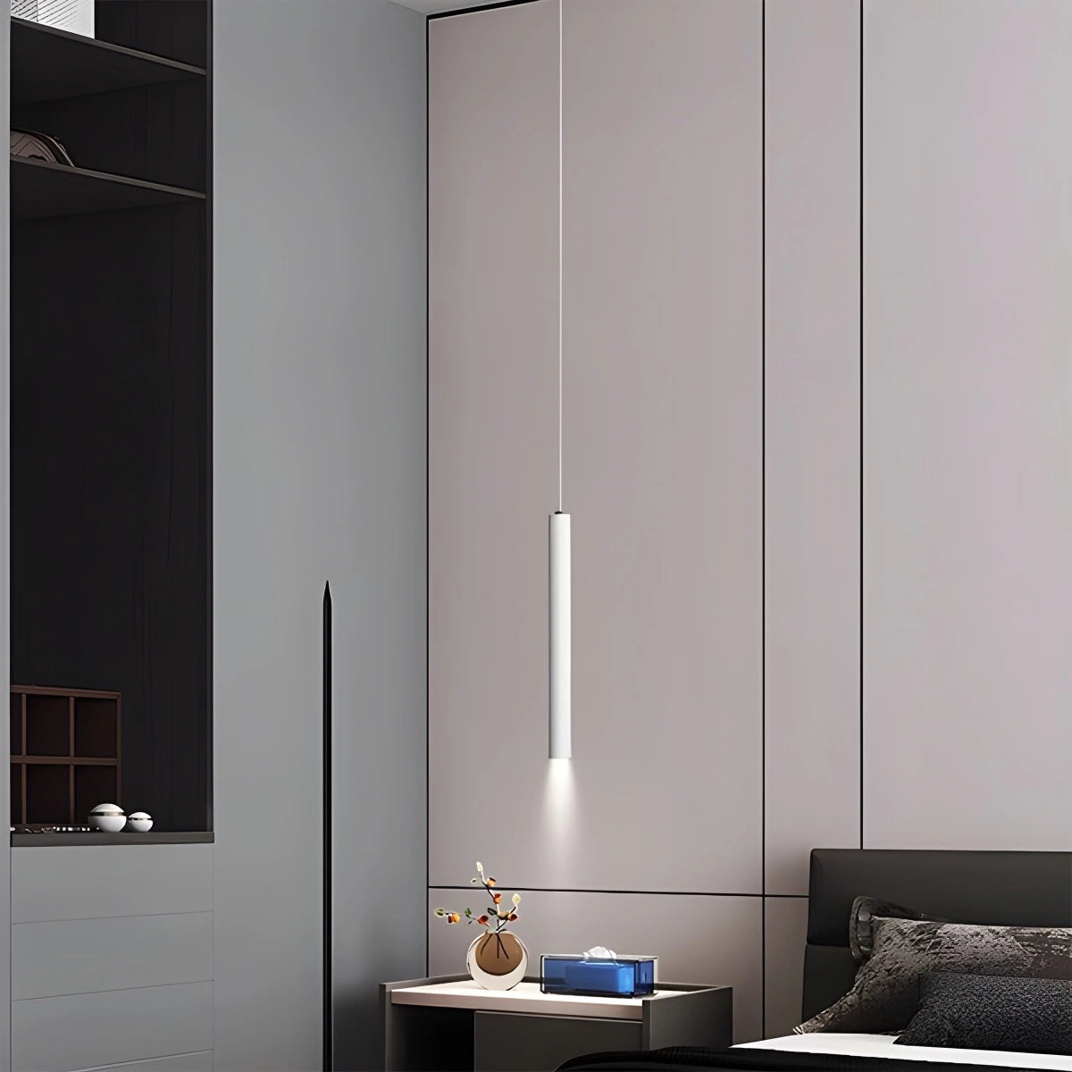 Antizer Modern Long Tube Led Pendant Light Bedside Lamp