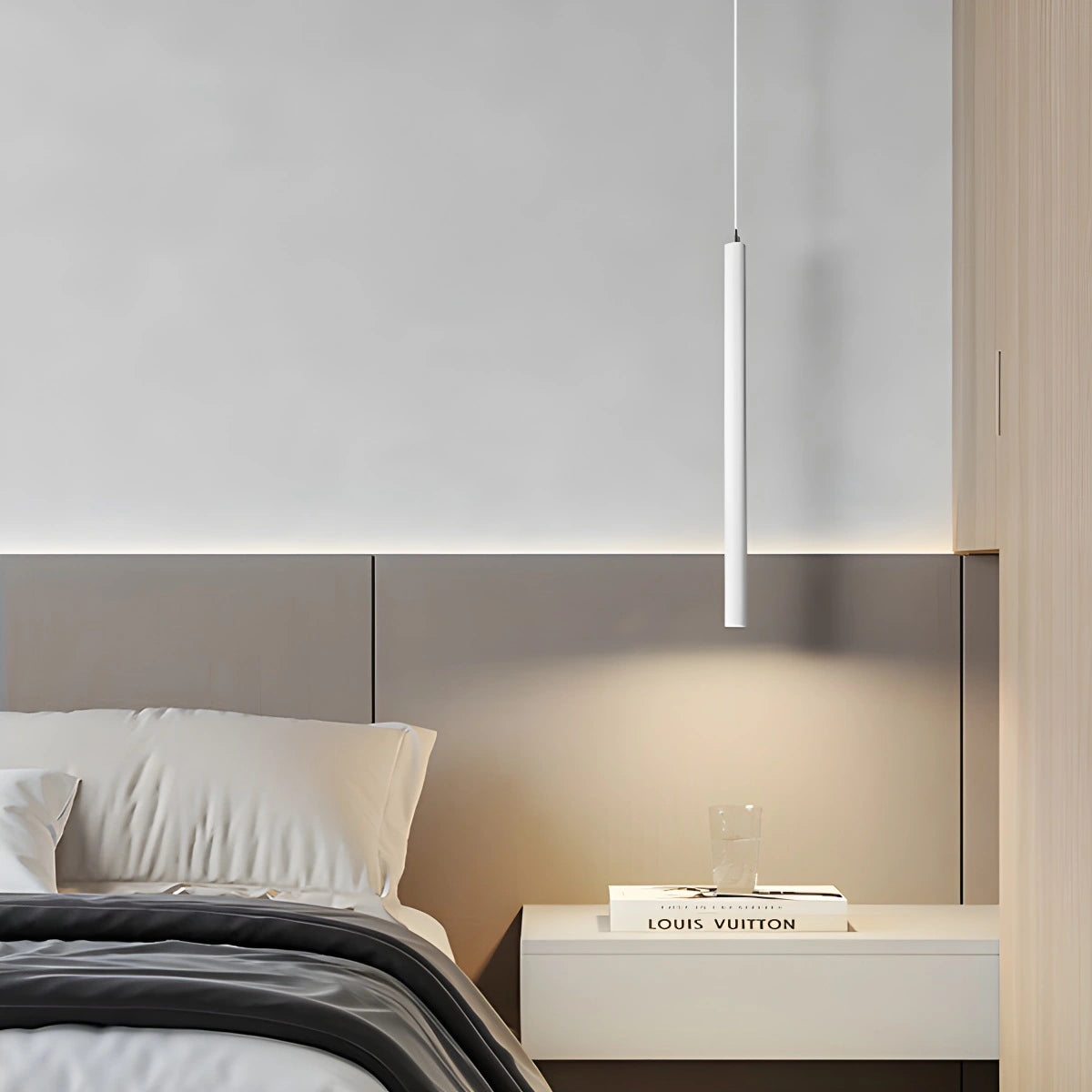 Antizer Modern Long Tube Led Pendant Light Bedside Lamp