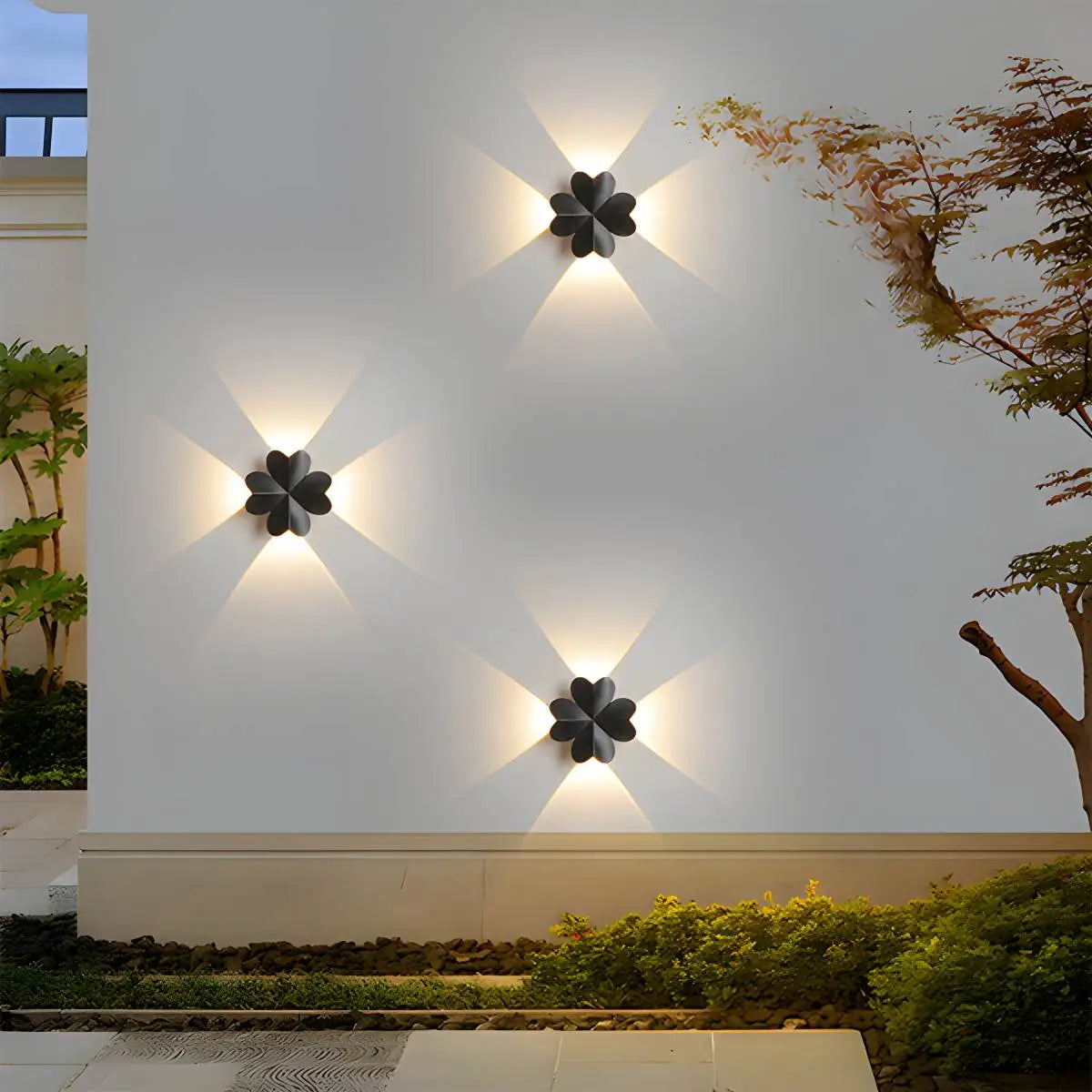 Antizer Creative Four Leaf Clover Aluminum Outdoor Wall Sconce