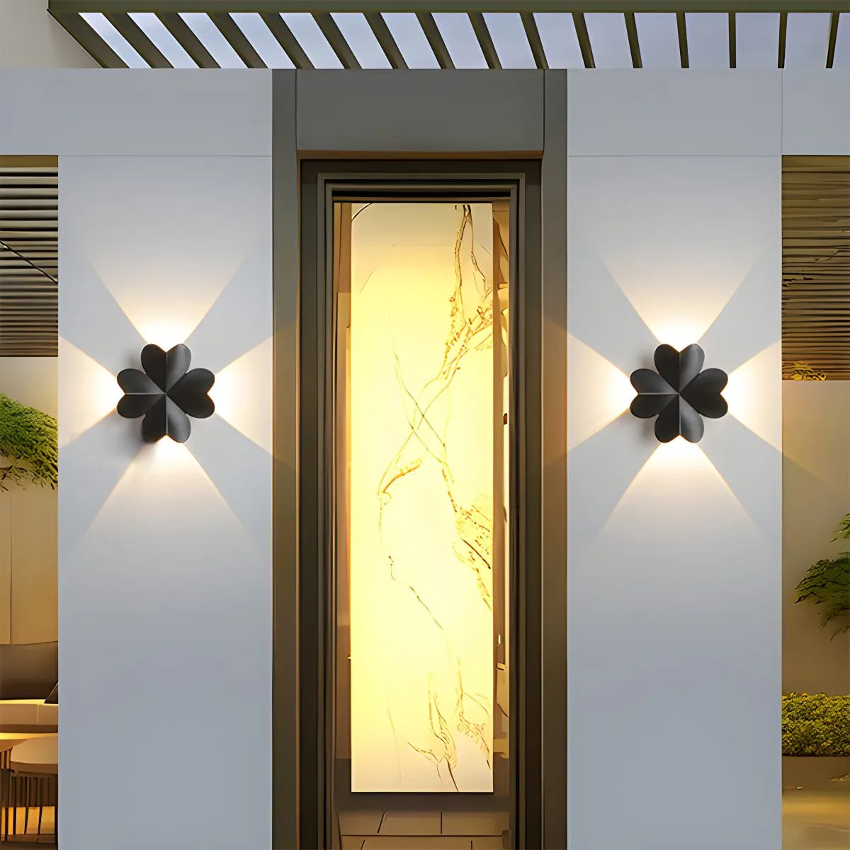 Antizer Creative Four Leaf Clover Aluminum Outdoor Wall Sconce