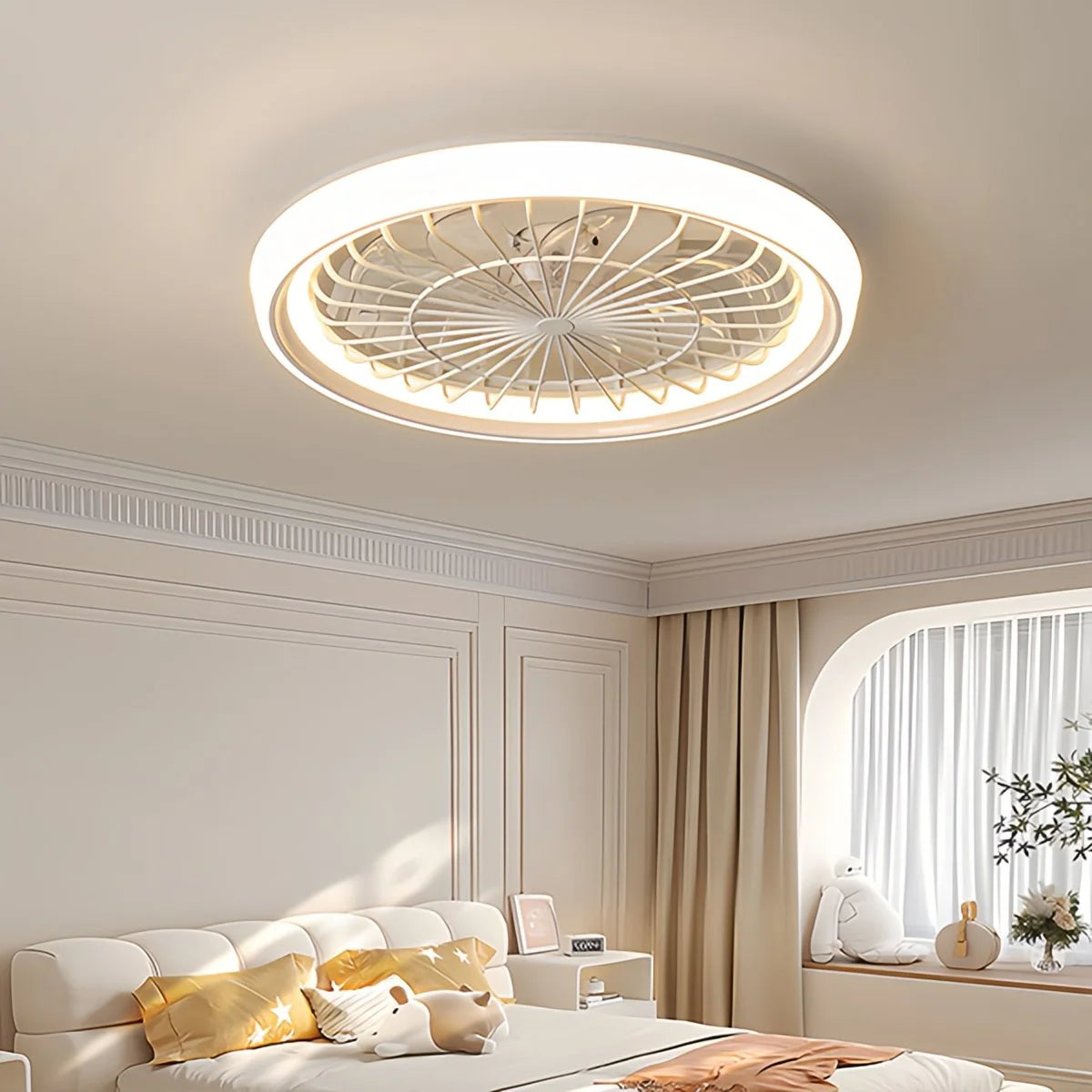 Antizer Modern Round LED Ceiling Fan Light for Bedroom