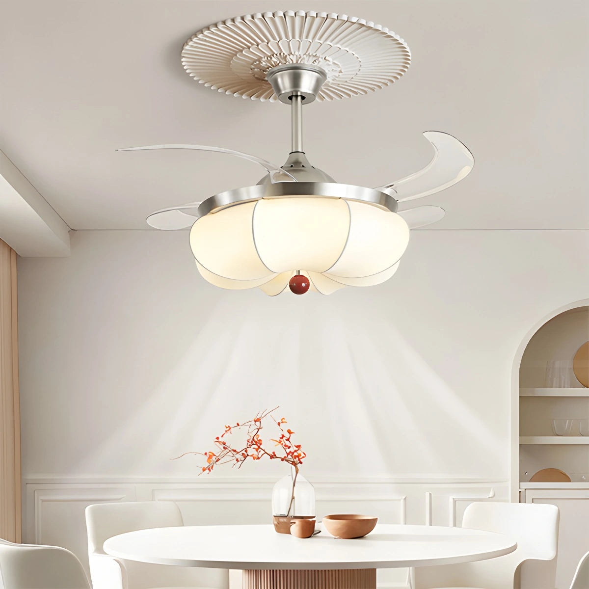 Antizer Retro Fabric Ceiling Fan Light for Dining Room