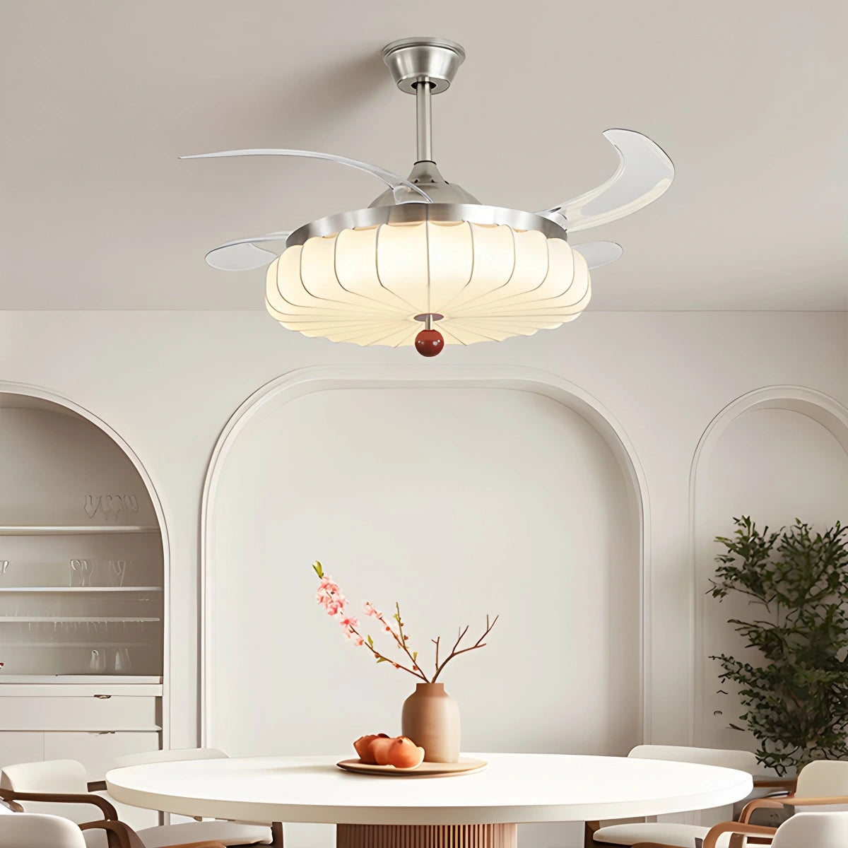 Antizer Retro Fabric Ceiling Fan Light for Dining Room