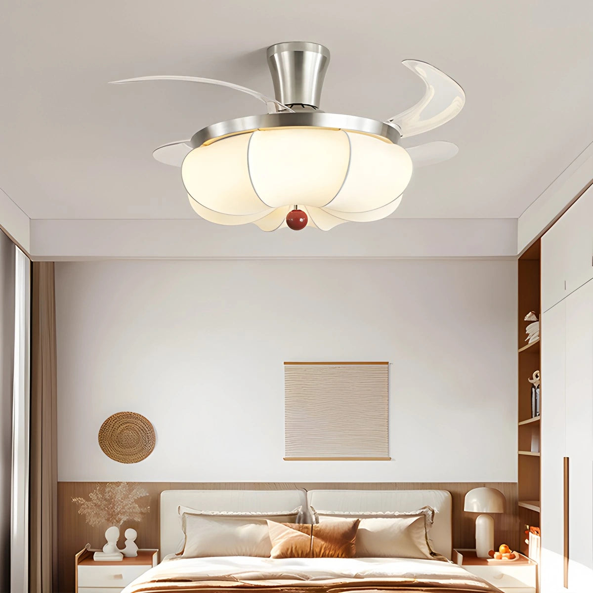 Antizer Retro Fabric Ceiling Fan Light for Dining Room