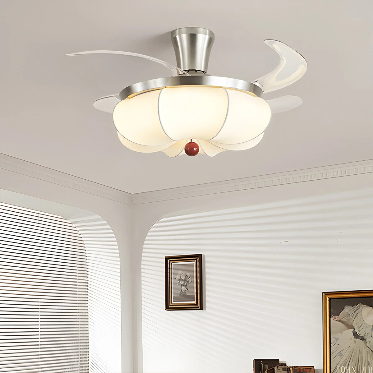 Antizer Retro Fabric Ceiling Fan Light for Dining Room