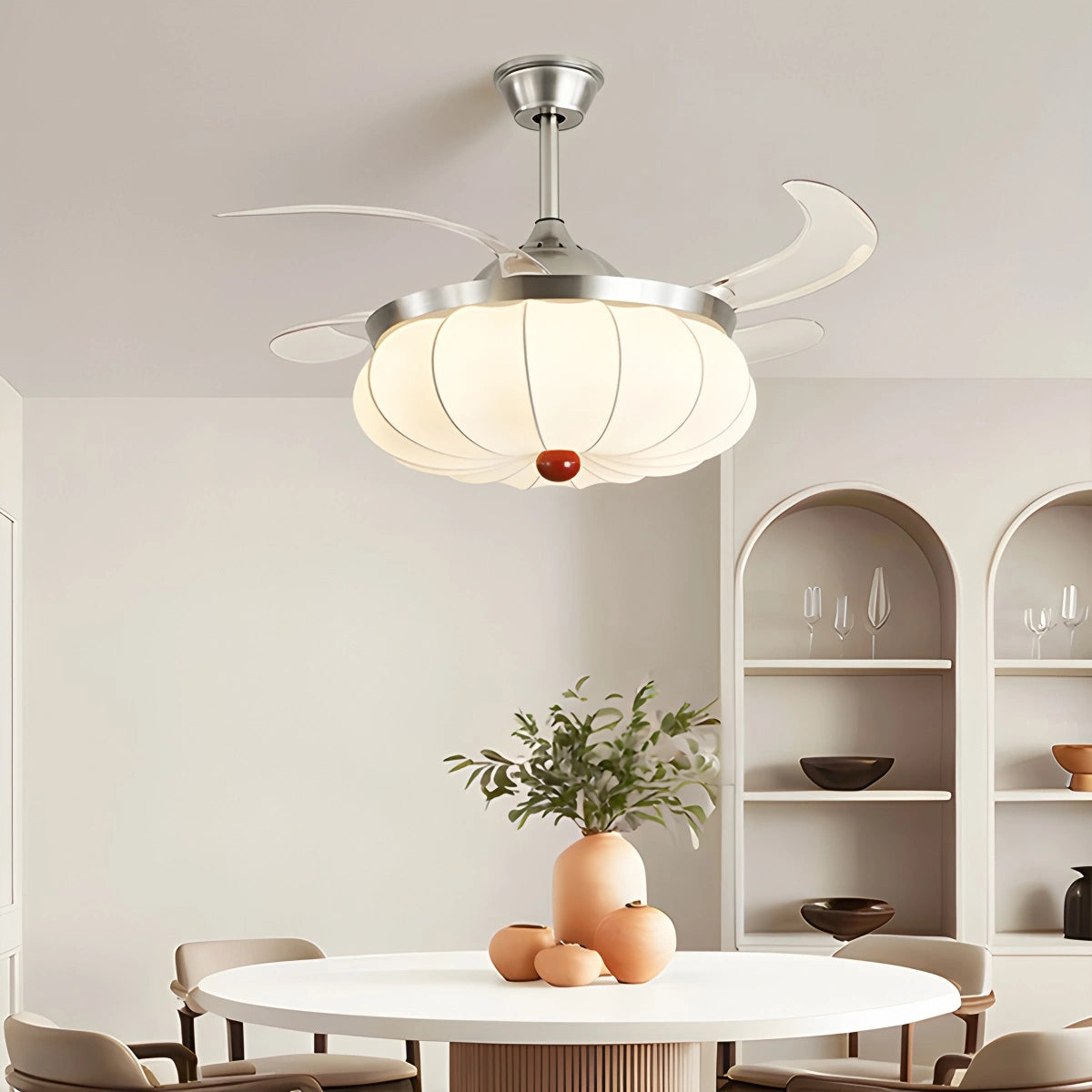 Antizer Retro Fabric Ceiling Fan Light for Dining Room