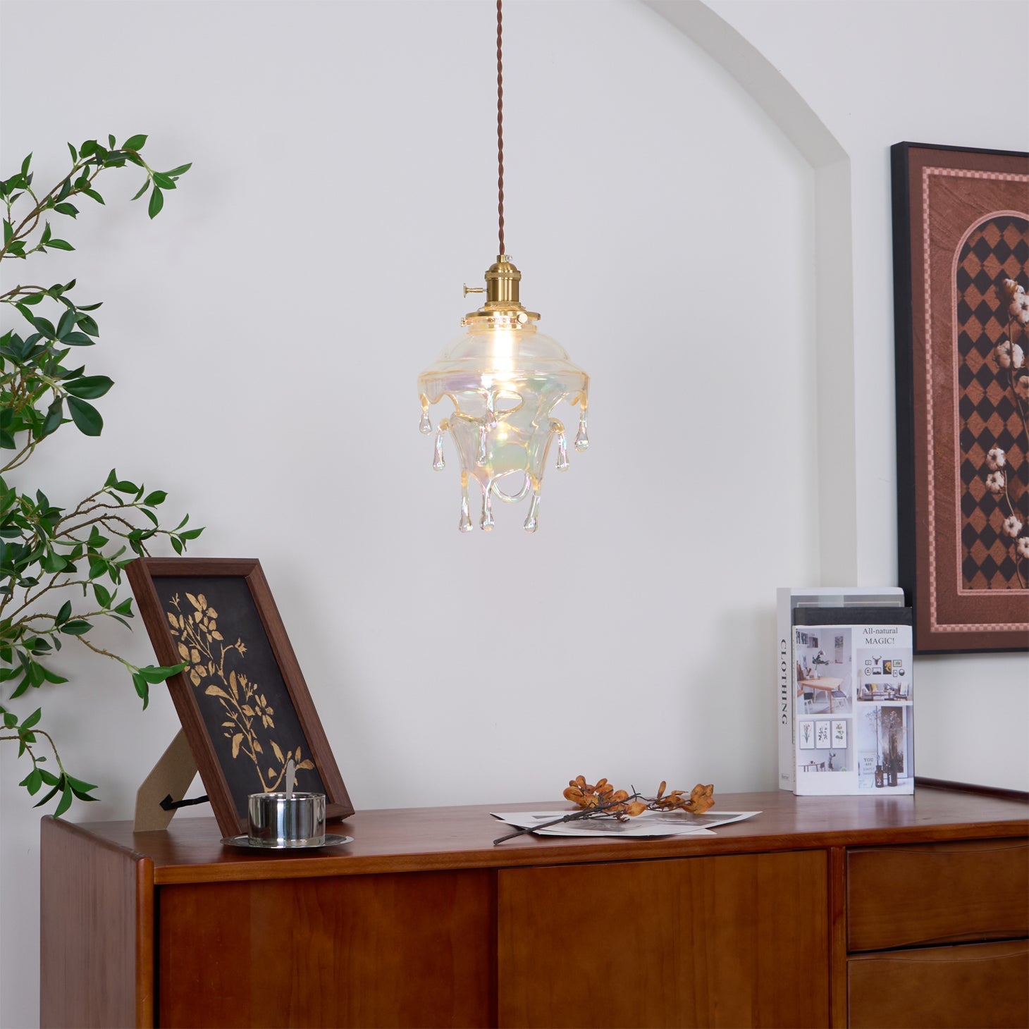 Modern Sculptural Water Droplet Resin Pendant Lamp, Adjustable Height, E14 Bulb Compatible