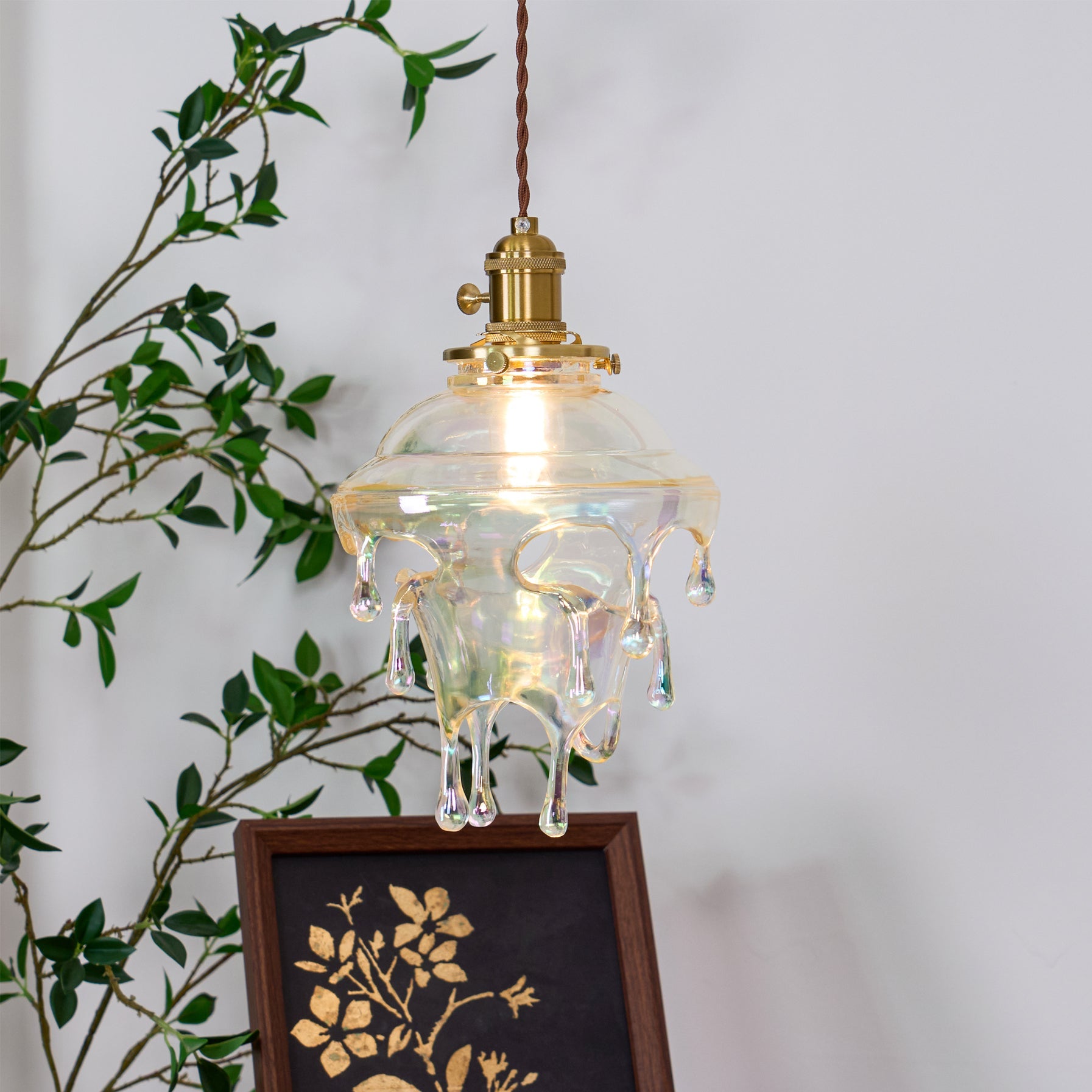 Modern Sculptural Water Droplet Resin Pendant Lamp, Adjustable Height, E14 Bulb Compatible