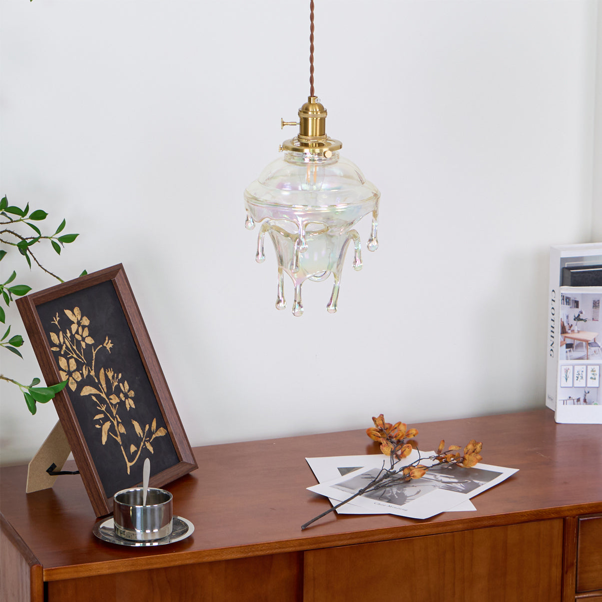 Modern Sculptural Water Droplet Resin Pendant Lamp, Adjustable Height, E14 Bulb Compatible