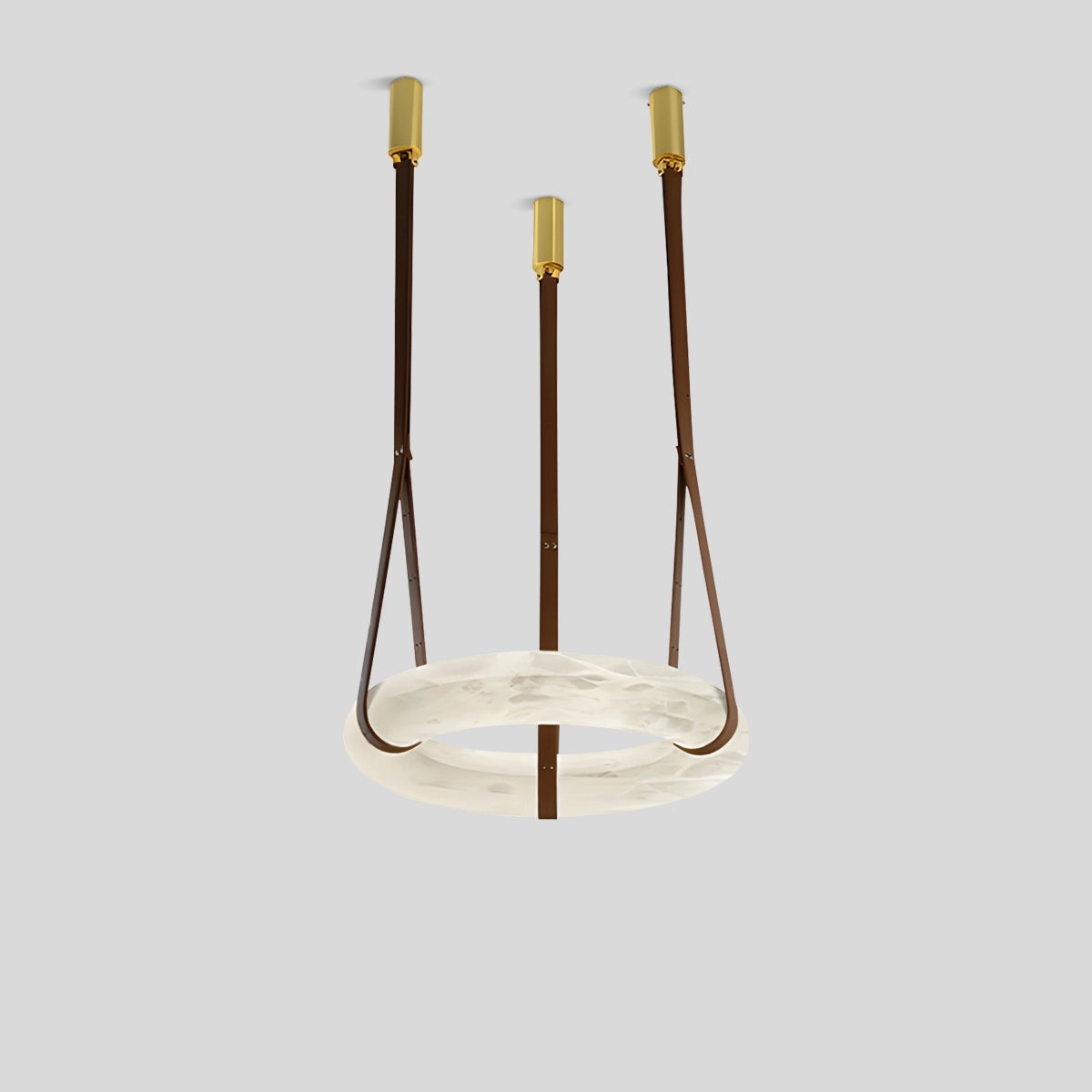 Antizer Round Spanish Alabaster Pendant Light Leather Hanging Wire