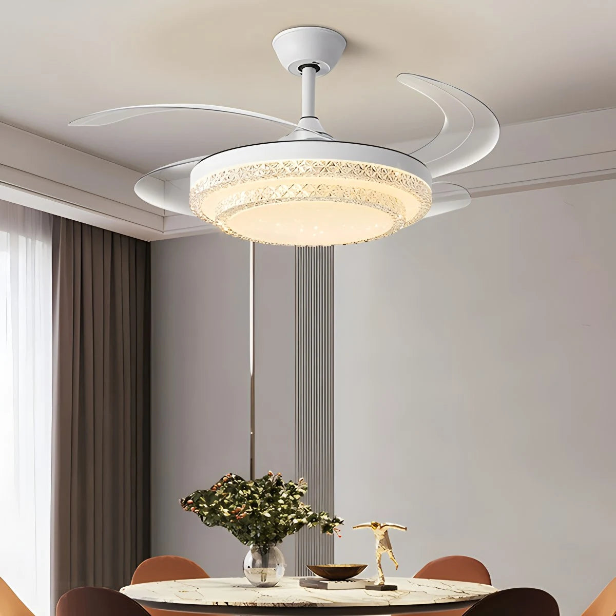 Antizer Dimmable Remote Hugger Ceiling Fan Light