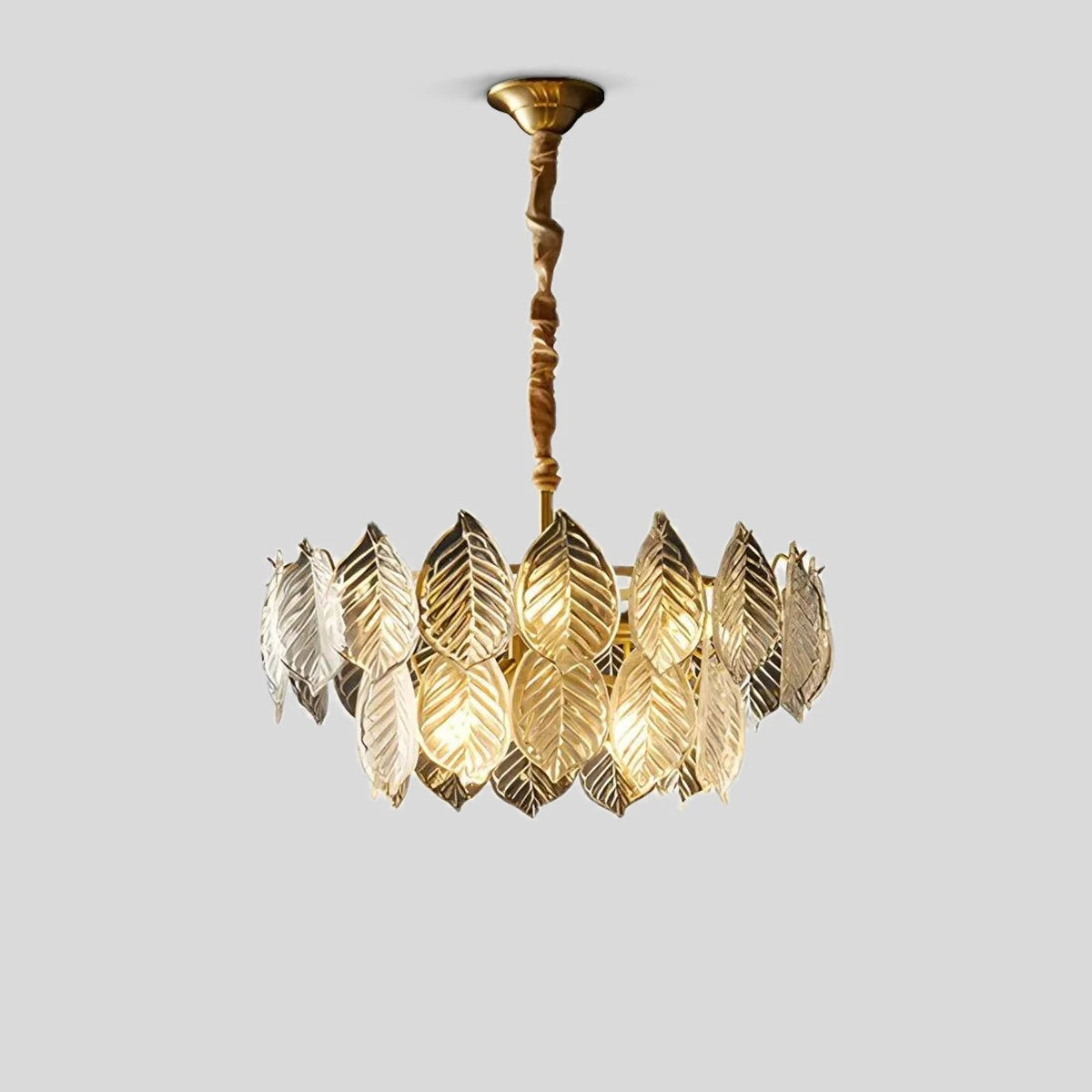 Antizer Tiered Glass Leaf Chandelier