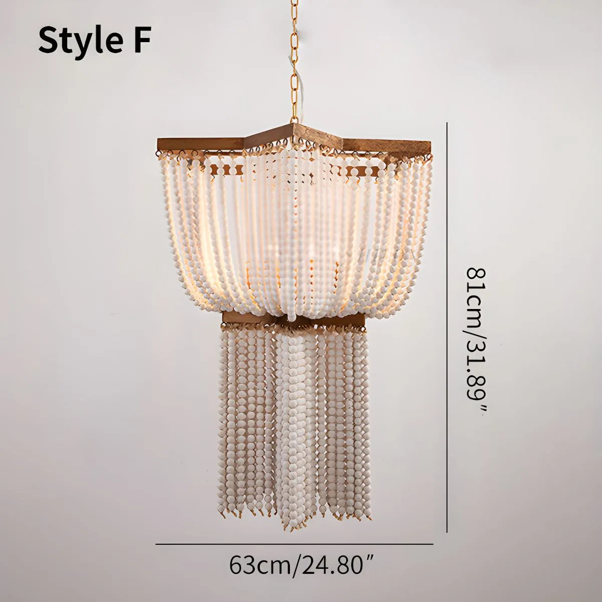 Antizer Retro Wooden Bead Chandelier