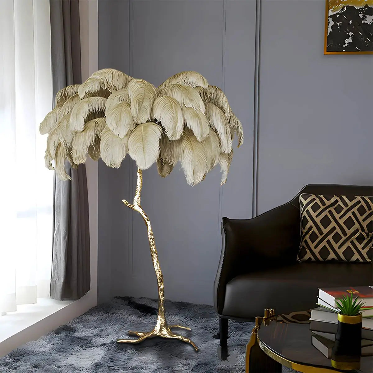 Feather Palm Tree Floor Lamp