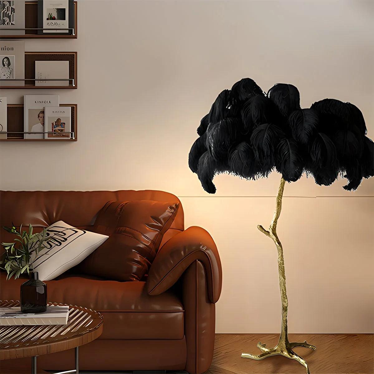 Antizer Feather Palm Tree Floor Lamp for Living Room