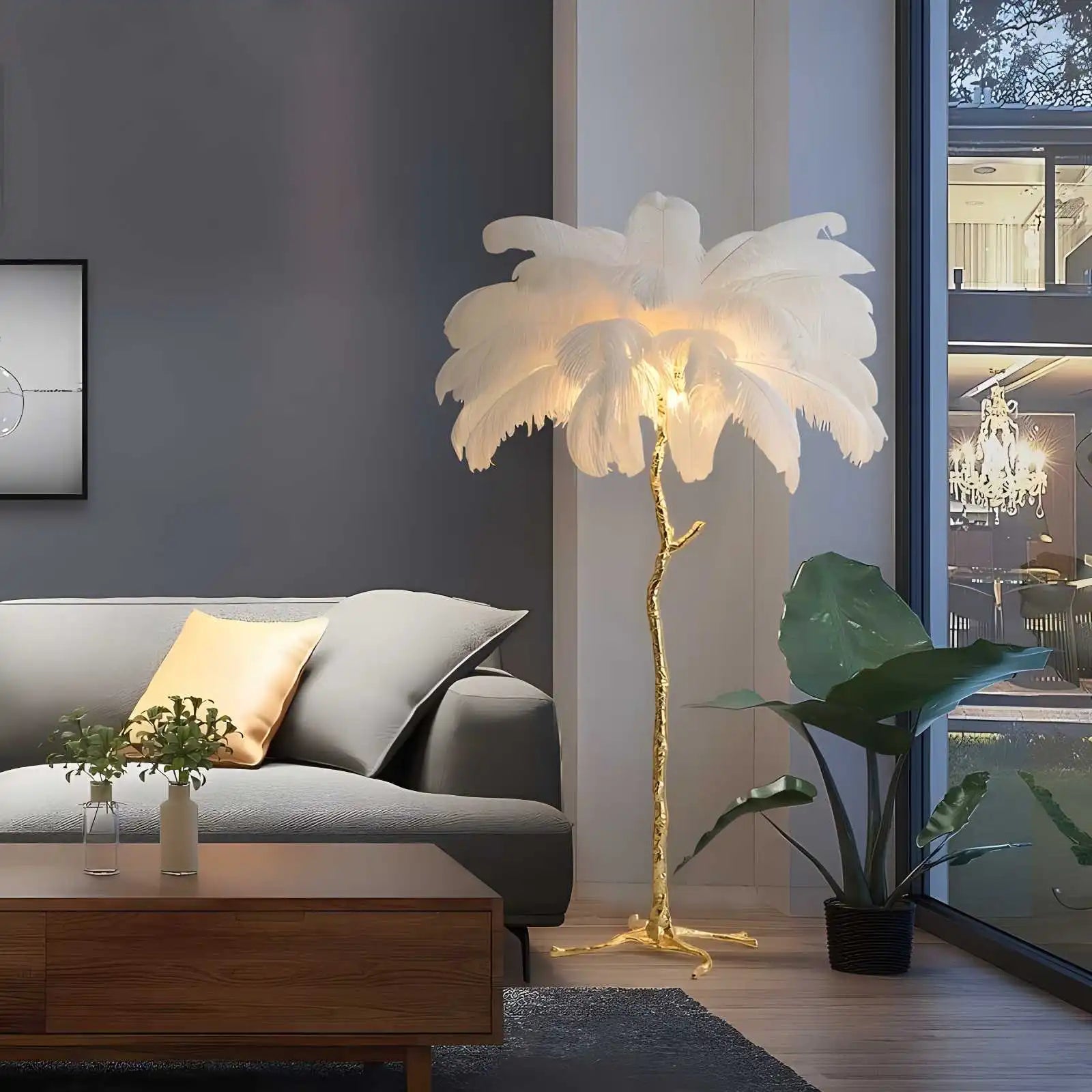 Feather Palm Tree Floor Lamp