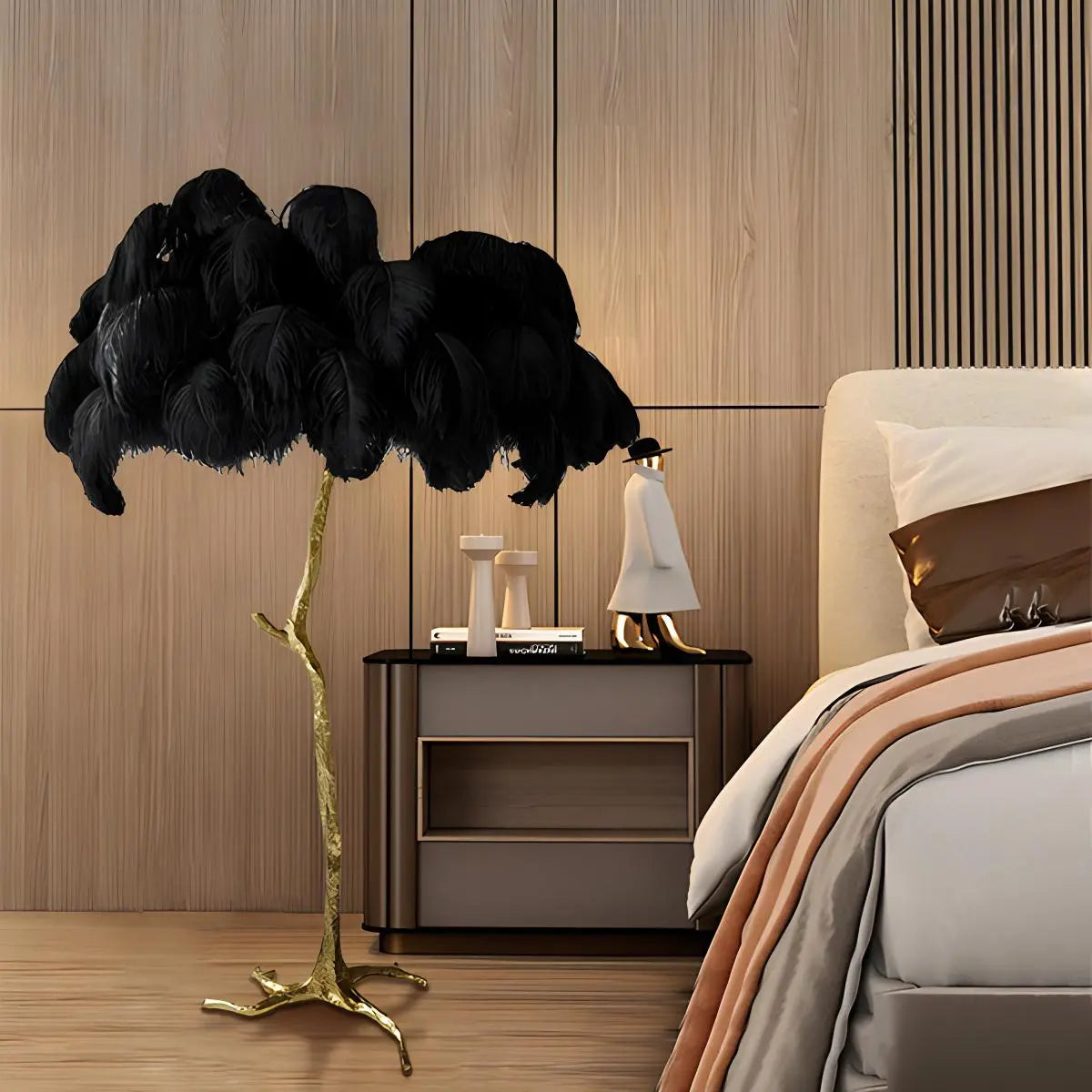 Antizer Feather Palm Tree Floor Lamp for Living Room