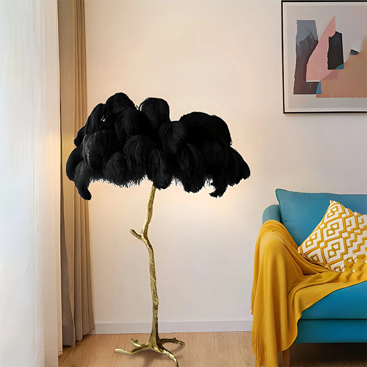 Antizer Feather Palm Tree Floor Lamp for Living Room
