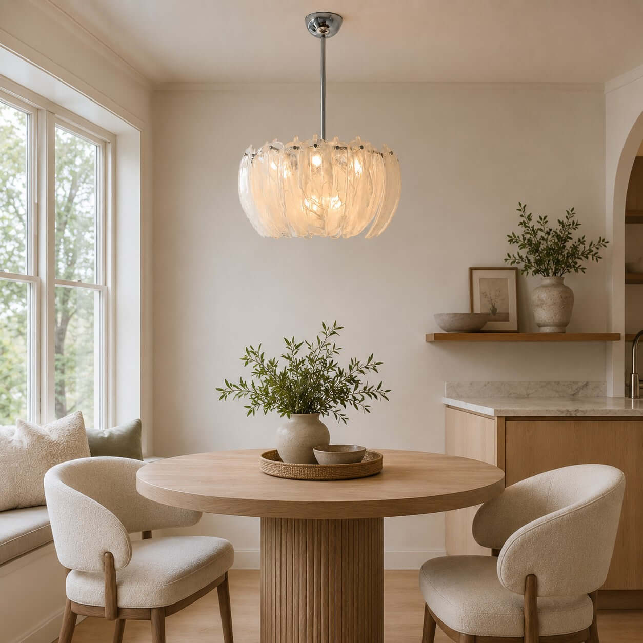 Antizer Modern Cloudy Petal Glass Texture Chandelier