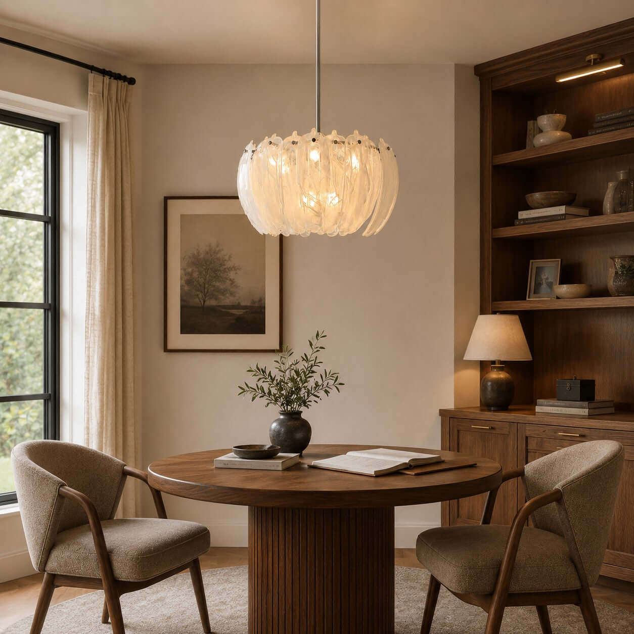 Antizer Modern Cloudy Petal Glass Texture Chandelier