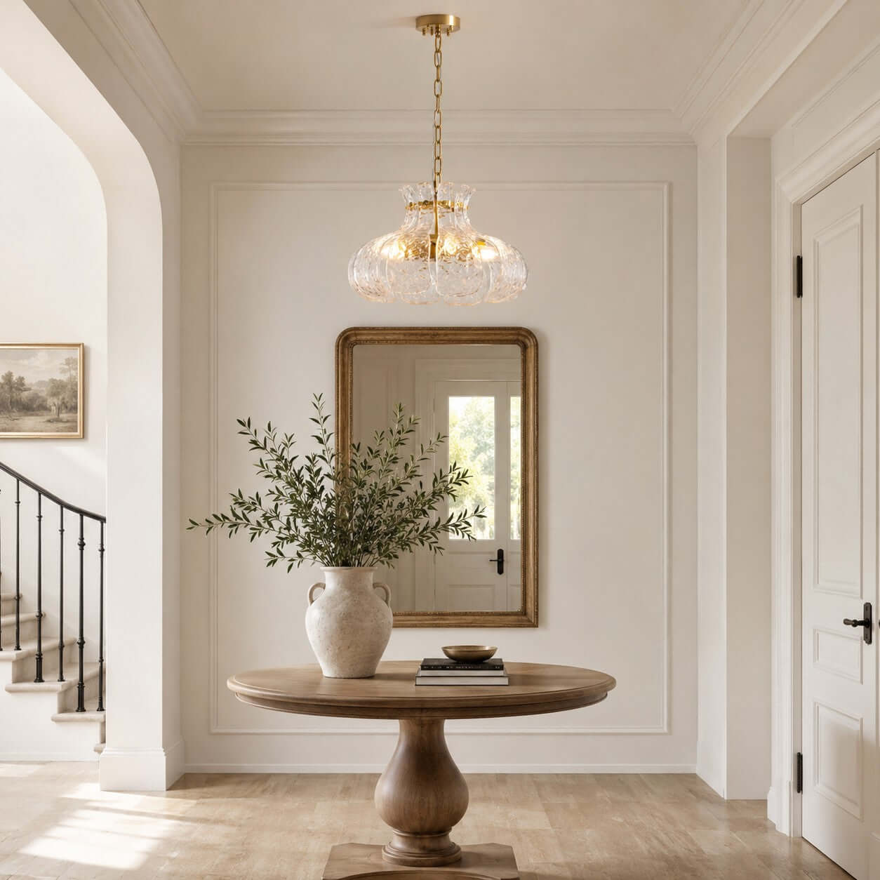 Antizer French Petal Clear Glass Pendant Light