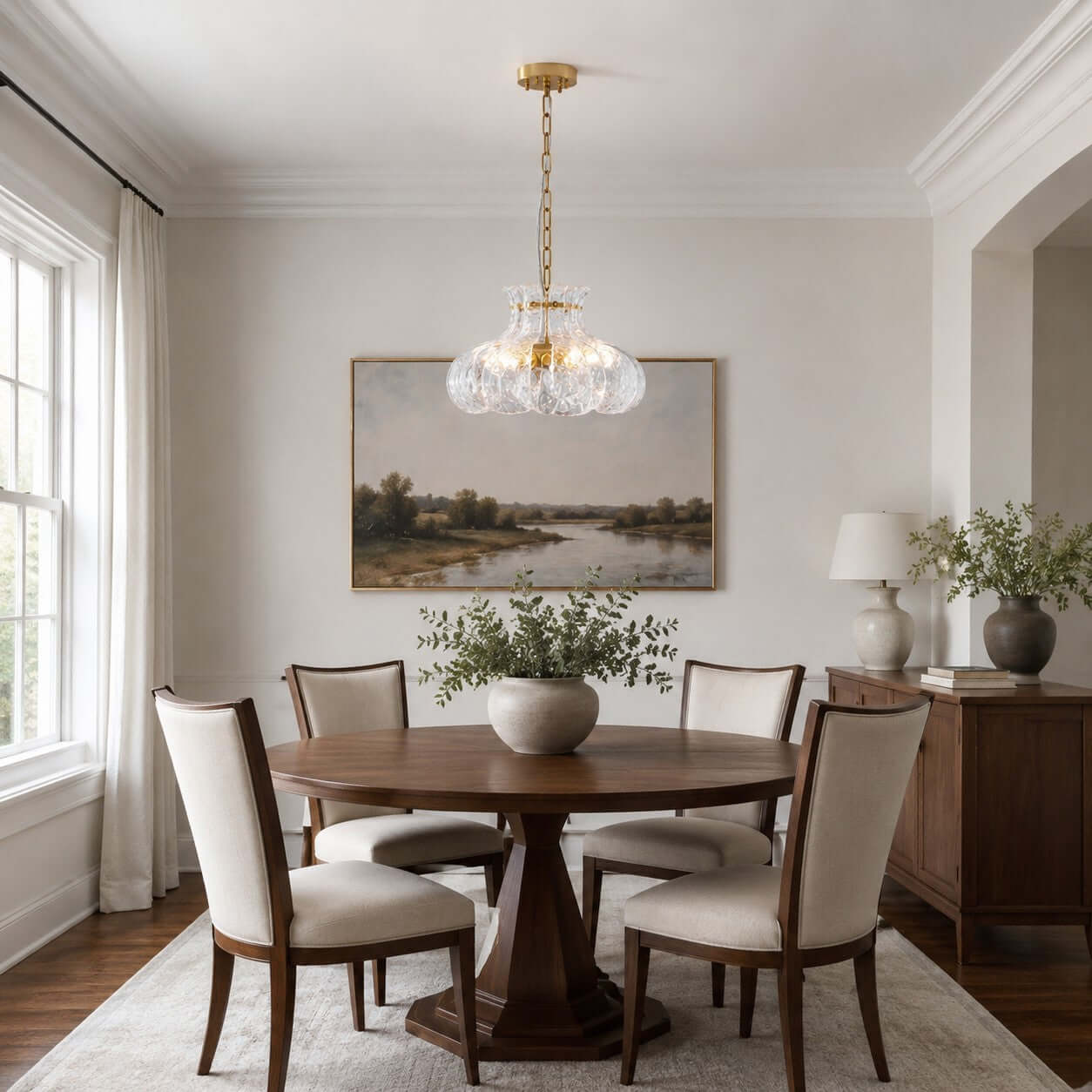 Antizer French Petal Clear Glass Pendant Light