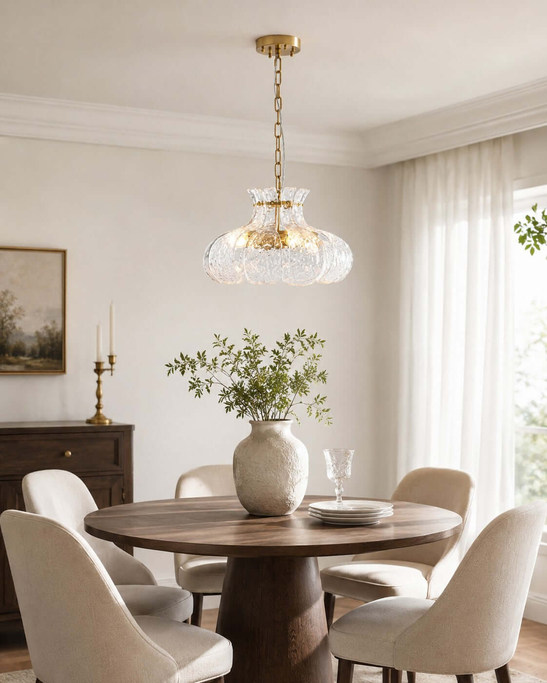 Antizer French Petal Clear Glass Pendant Light