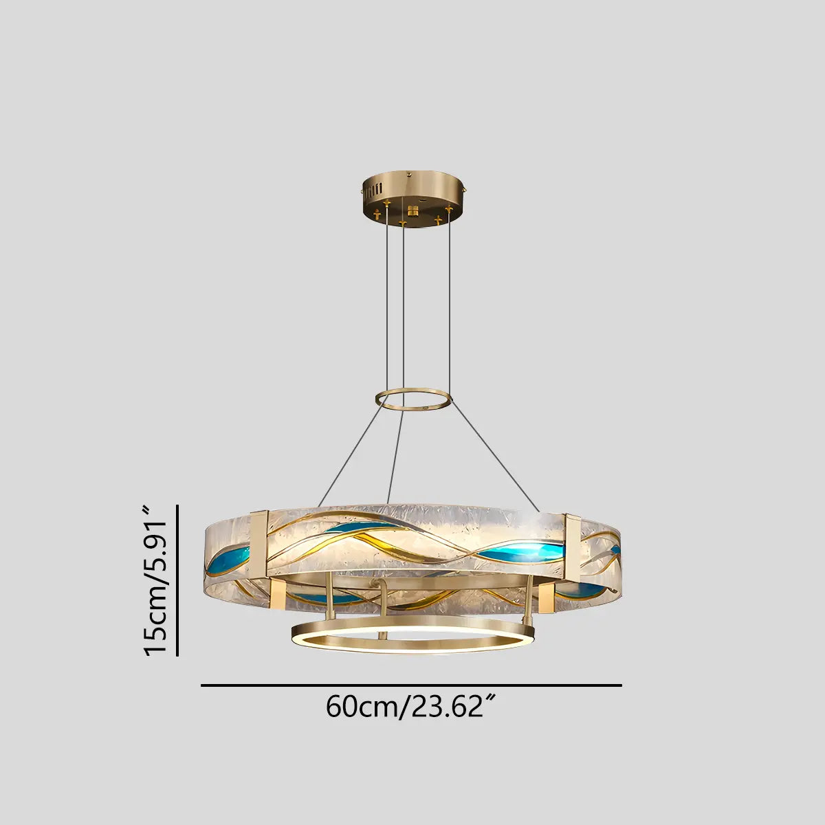 Antizer Enamel Round Brass Chandelier for Dining Area
