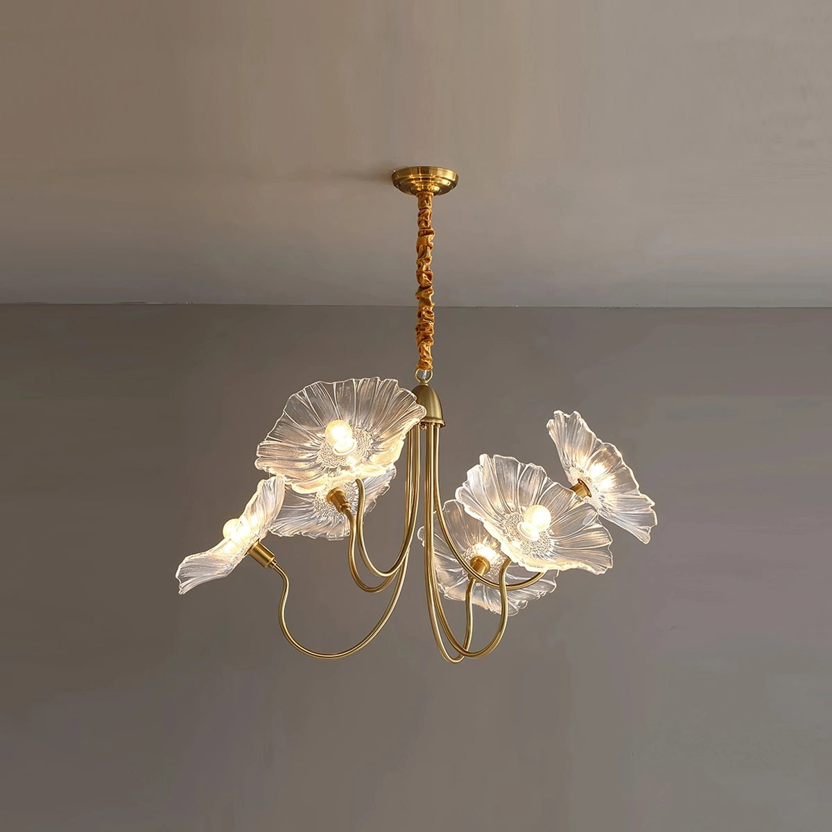 Antizer Lotus Leaf Glass Chandelier for Living Room
