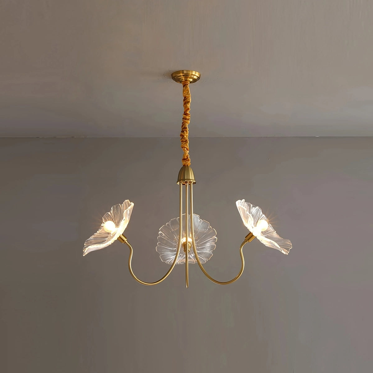 Antizer Lotus Leaf Glass Chandelier for Living Room