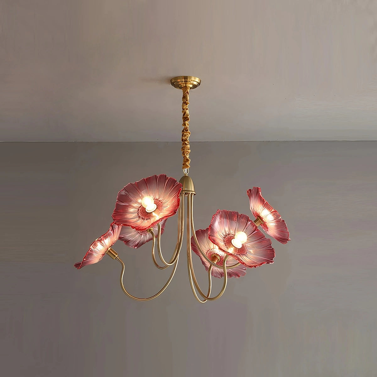 Antizer Lotus Leaf Glass Chandelier for Living Room