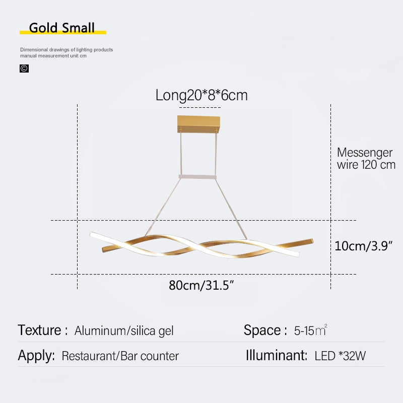 Antizer LED Linear Wave Chandelier for Dining & Offices