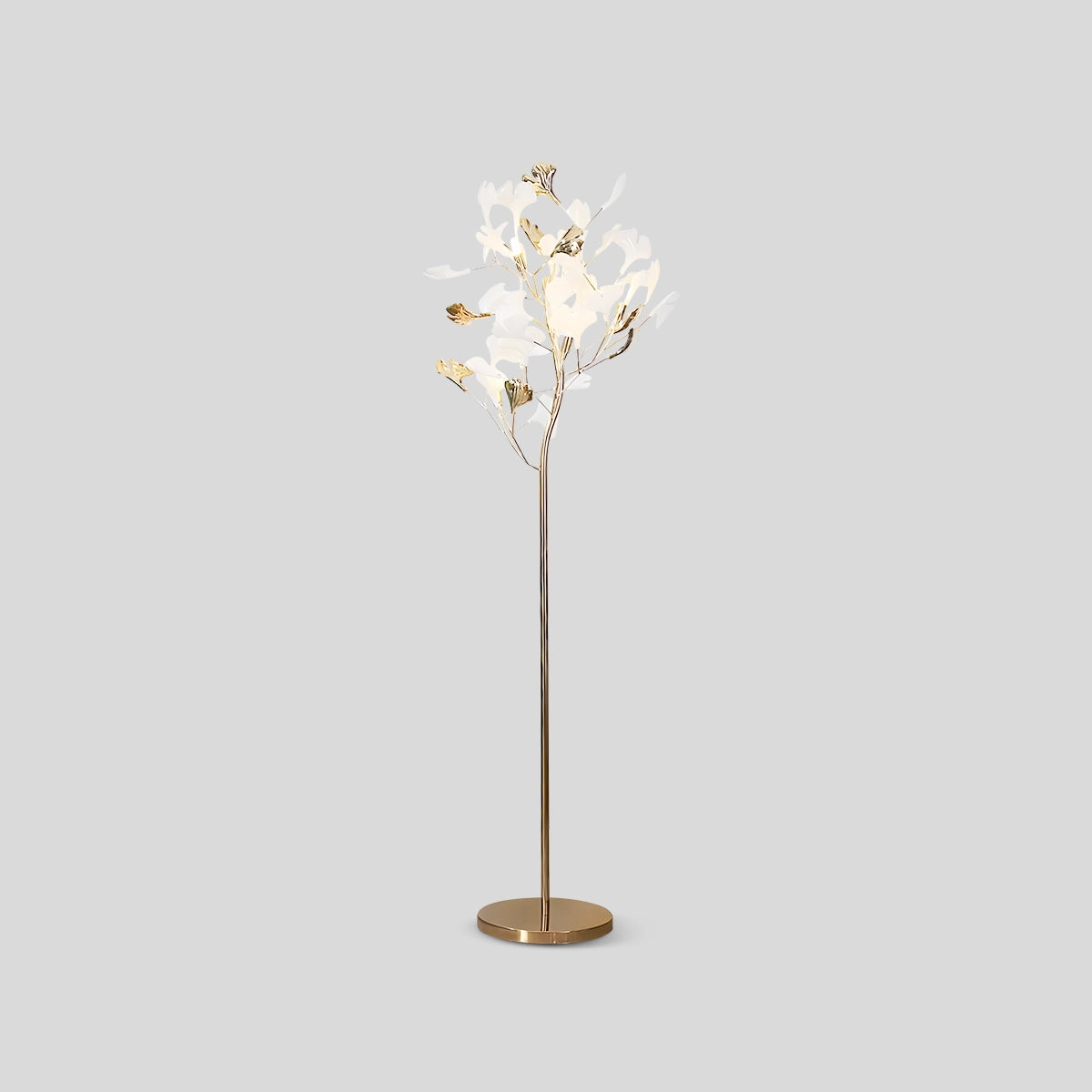 Antizer Ginkgo Leaf Floor Lamp for Living Room Gold Metal Base Dia 23.6" x H 66.9"