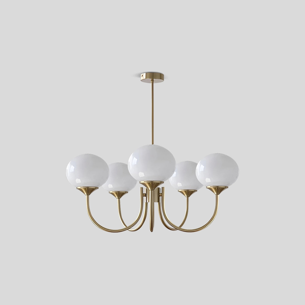 Antizer Pink Glass Globe Arm Chandelier for Living Room