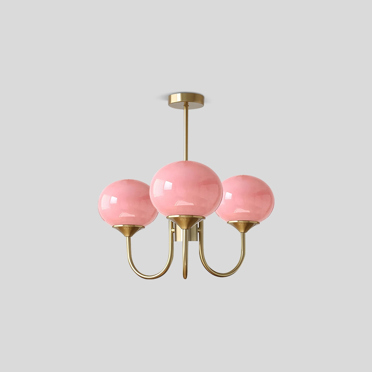 Antizer Pink Glass Globe Arm Chandelier for Living Room