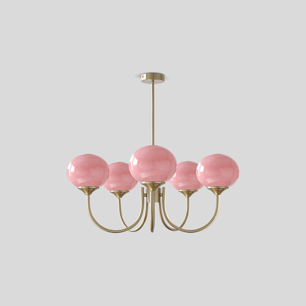Antizer Pink Glass Globe Arm Chandelier for Living Room