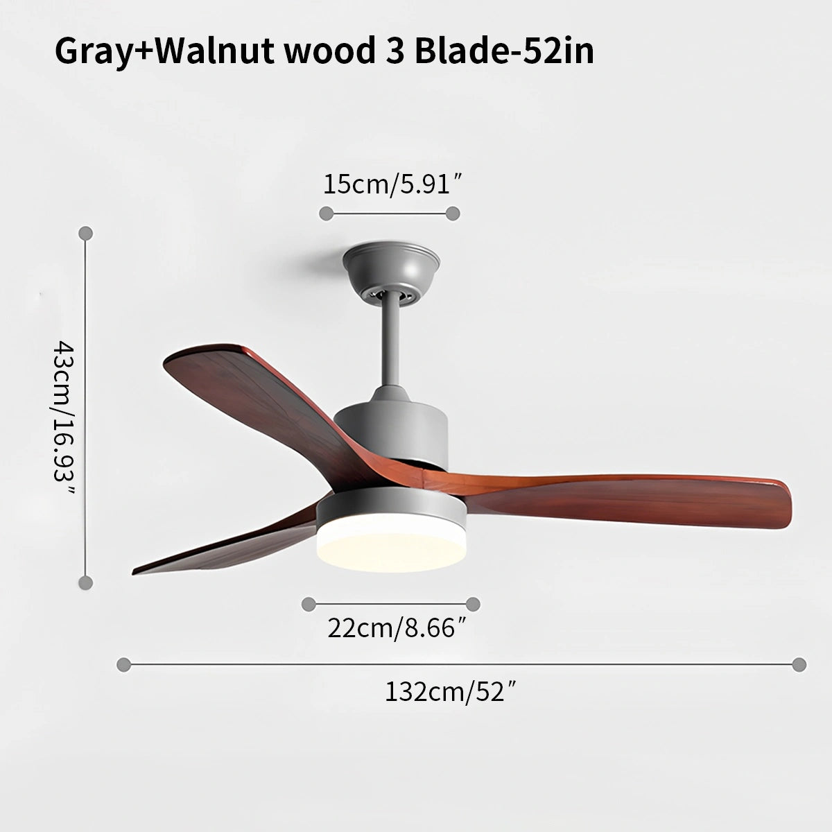 Antizer Solid Wood Ceiling Fan Light for Living Room