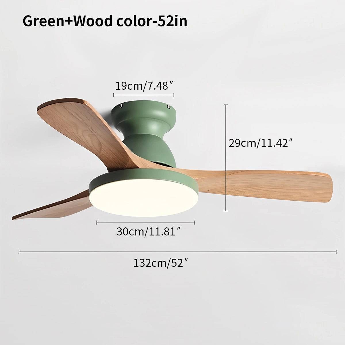 Antizer Vintage 3-leaf Solid Wood Ceiling Fan Lamp