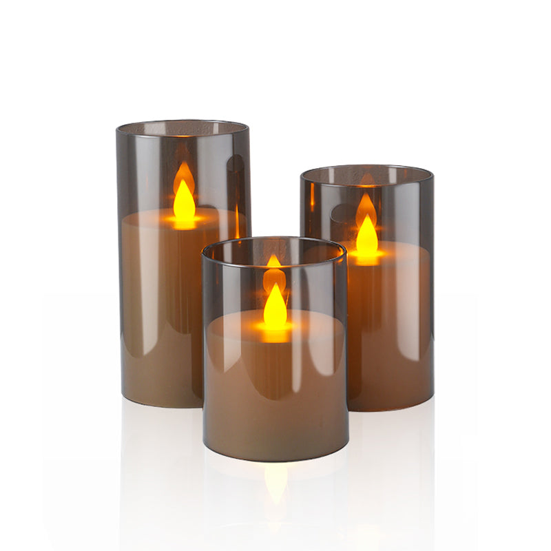 Acrylic Glass Pillar Battery Flameless Candle