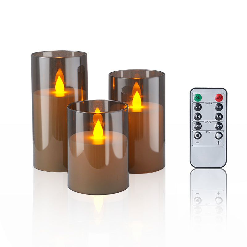 Acrylic Glass Pillar Battery Flameless Candle