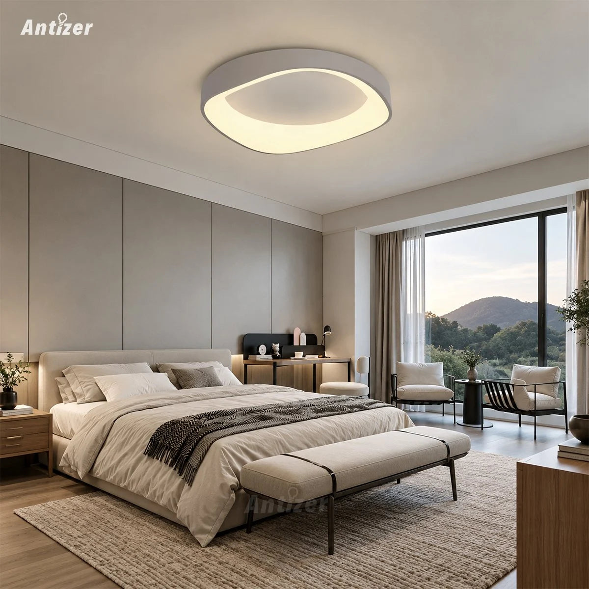 Antizer Lámpara de techo circular nórdica acrílica para dormitorio