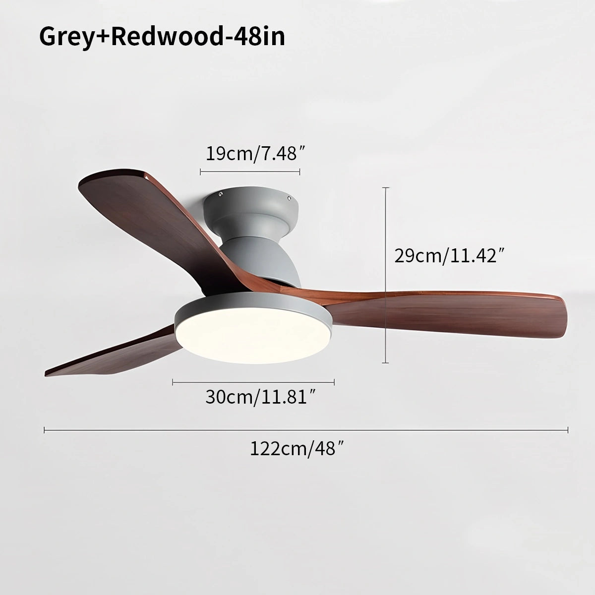 Antizer Vintage 3-leaf Solid Wood Ceiling Fan Lamp