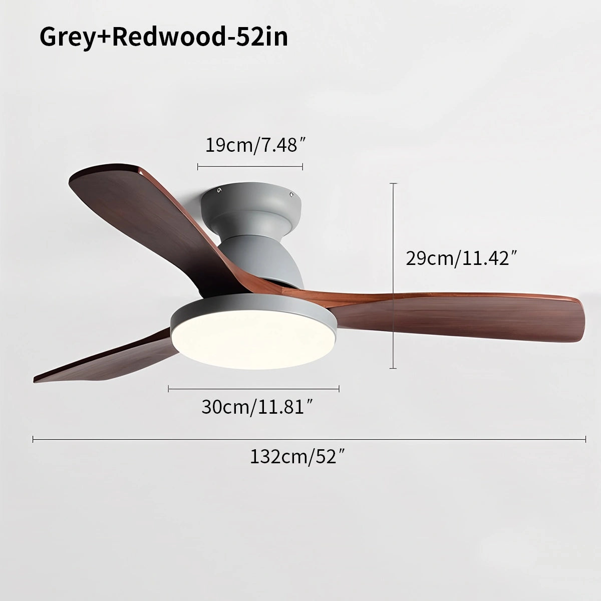 Antizer Vintage 3-leaf Solid Wood Ceiling Fan Lamp