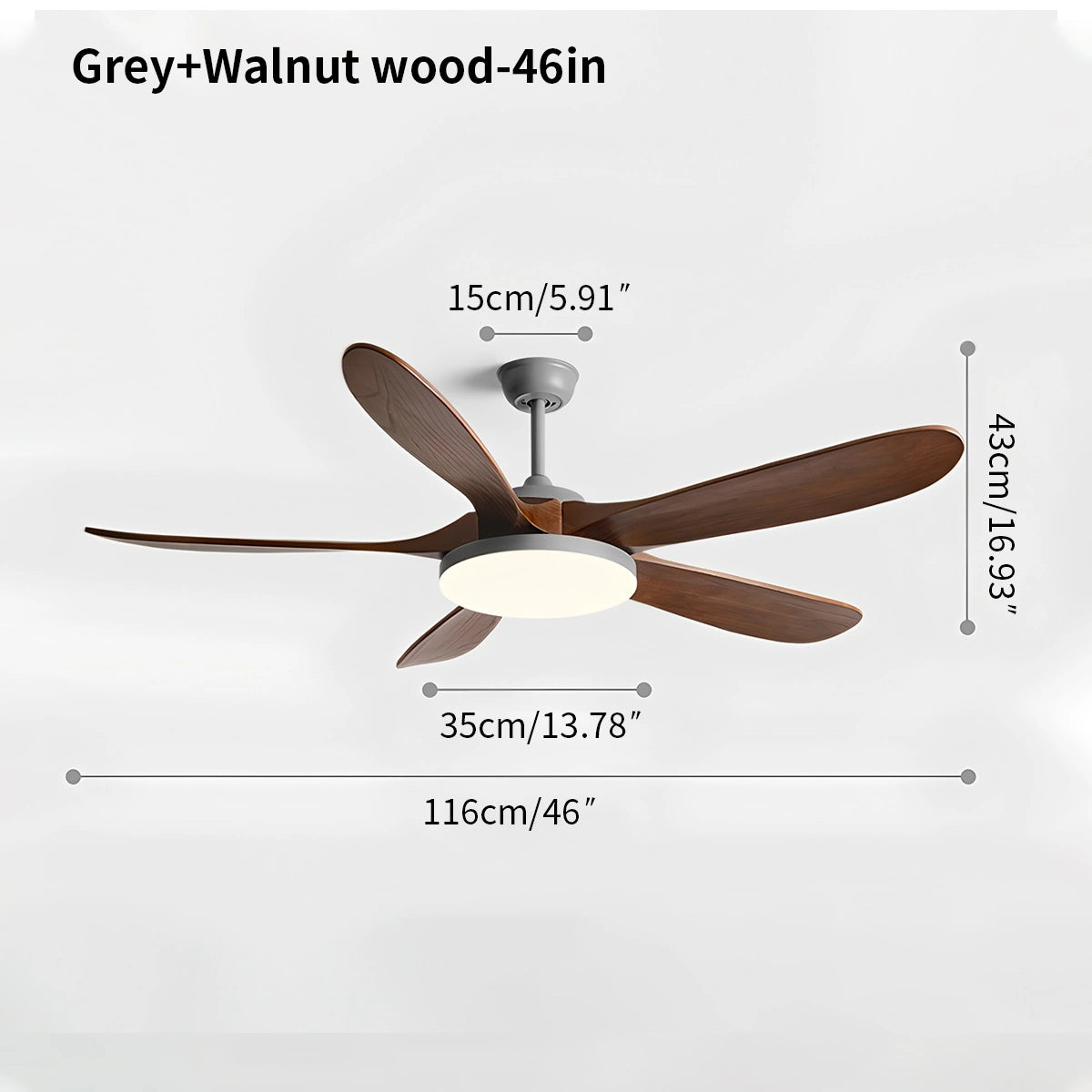 Antizer 5-leaf Solid Wood Ceiling Fan Light