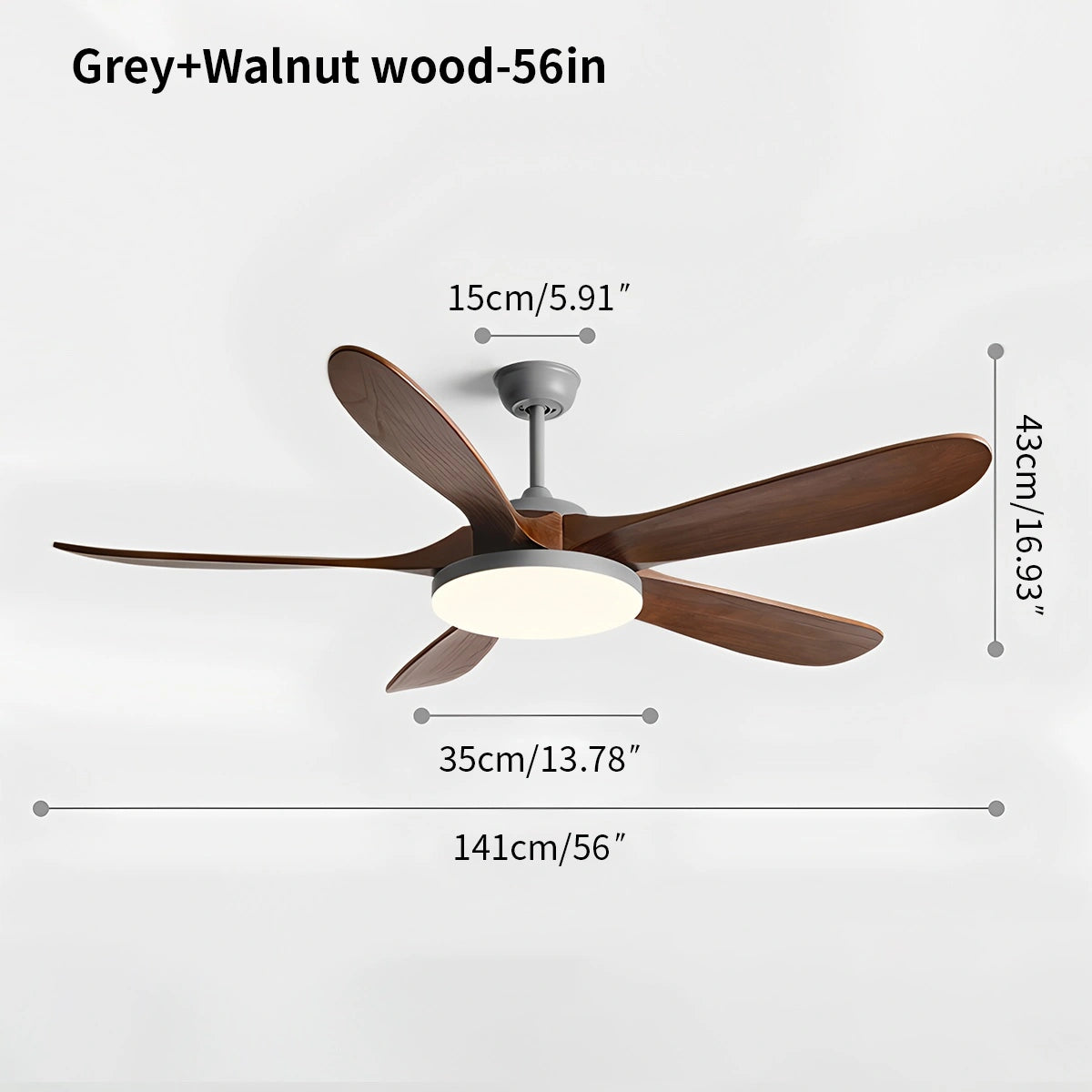 Antizer 5-leaf Solid Wood Ceiling Fan Light